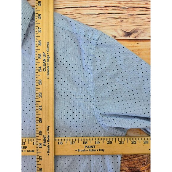 CON.STRUCT Slim Fit Stretch Shirt 16 34/35 Medium Blue Polka Dot Pattern - Picture 7 of 7